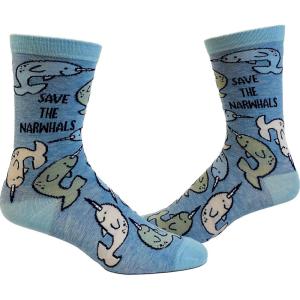 Crazy Dog T-Shirts Cute Animal Socks for Women Fun Socks with Animals and Sarcastic Humor(Save the Narwhals)