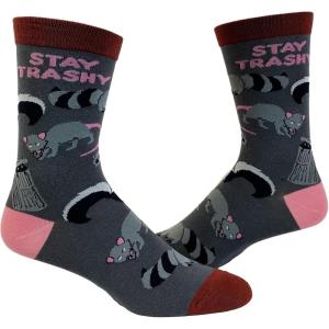 Crazy Dog T-Shirts Cute Animal Socks for Women Fun Socks with Animals and Sarcastic Humor(Stay Trashy)