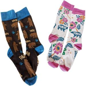 Crazy Dog T-Shirts Mama and Papa Bear Sock Set Funny Mens and Womens Sock Combo for Parents