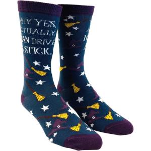 Crazy Dog T-Shirts Womens Halloween Socks Funny Spooky October Fall Novelty Graphic Footwear(Drive a Stick)