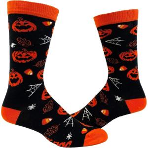 Crazy Dog T-Shirts Womens Halloween Socks Funny Spooky October Fall Novelty Graphic Footwear(Jack-o-lantern)
