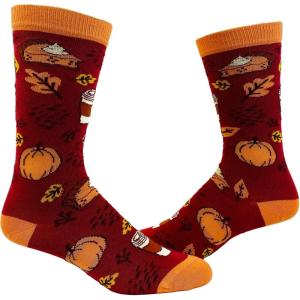 Crazy Dog T-Shirts Womens Halloween Socks Funny Spooky October Fall Novelty Graphic Footwear(Pumpkin Spice)