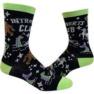 Crazy Dog T-Shirts Women’s Introverts Club Socks Funny Day Dreamer Loner Unicorn UFO Footwear