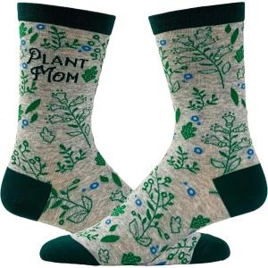 Crazy Dog T-Shirts Women’s Plant Mom Socks Funny Gardening Flowers Herbs Growing Novelty Graphic Footwear