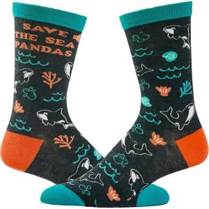 Crazy Dog T-Shirts Women’s Save The Sea Pandas Socks Funny Orca Save The Whales Killer Whale Novelty Footwear