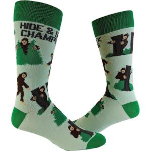 Women’s Bigfoot Hide and Seek Champion Socks Funny Camping Sasquatch Knit Novelty Footwear