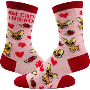 Women’s Bow Chicka Chihuahua Socks Funny Pet Dog Small Breed Sarcastic Sex Footwear