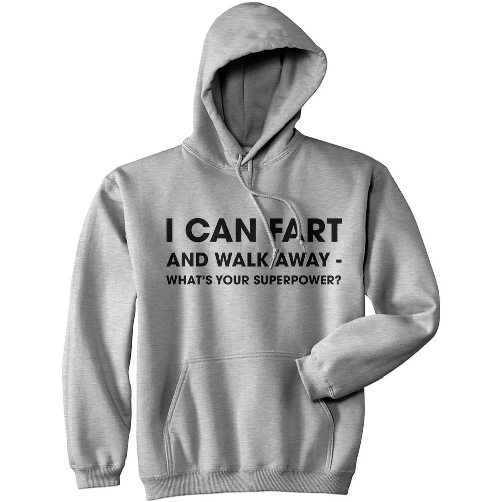 imageCrazy Dog TShirts I Can Fart And Walk Away Whats Your Superpower Hoodie Funny Novelty SweatshirtHeather Grey