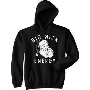 Crazy Dog Funny Christmas Unisex Hoodies Holiday Hooded Sweatshirts for Men and Women(Black – Big Nick 1 Color)