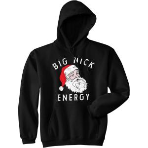 Crazy Dog Funny Christmas Unisex Hoodies Holiday Hooded Sweatshirts for Men and Women(Black – Big Nick 2 Color)