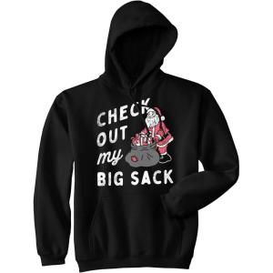 Crazy Dog Funny Christmas Unisex Hoodies Holiday Hooded Sweatshirts for Men and Women(Black – Big Sack)