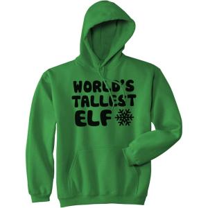 Crazy Dog Funny Christmas Unisex Hoodies Holiday Hooded Sweatshirts for Men and Women(Green – Tallest Elf)