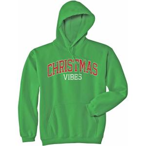 Crazy Dog Funny Christmas Unisex Hoodies Holiday Hooded Sweatshirts for Men and Women(Green – Xmas Vibes)
