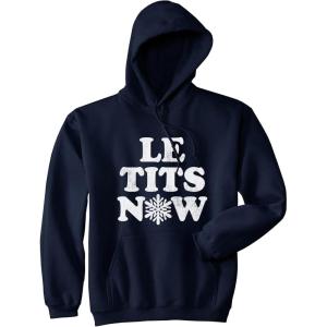 Crazy Dog Funny Christmas Unisex Hoodies Holiday Hooded Sweatshirts for Men and Women(Navy – Le Tits)