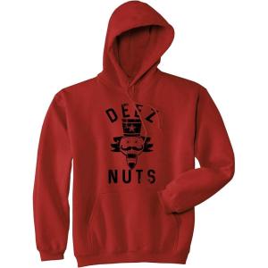Crazy Dog Funny Christmas Unisex Hoodies Holiday Hooded Sweatshirts for Men and Women(Red – Deez Nuts)