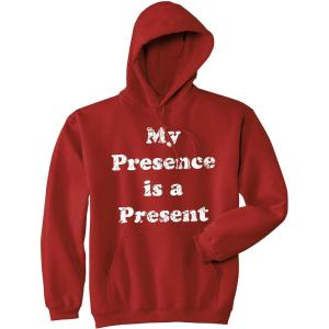 Crazy Dog Funny Christmas Unisex Hoodies Holiday Hooded Sweatshirts for Men and Women(Red – My Presence)