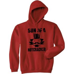 Crazy Dog Funny Christmas Unisex Hoodies Holiday Hooded Sweatshirts for Men and Women(Red – Son of a Nutcracker)