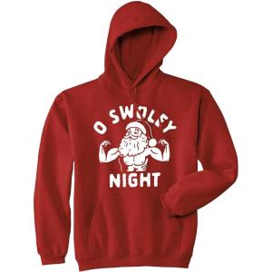Crazy Dog Funny Christmas Unisex Hoodies Holiday Hooded Sweatshirts for Men and Women(Red – Swoley Night)