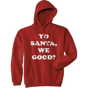 Crazy Dog Funny Christmas Unisex Hoodies Holiday Hooded Sweatshirts for Men and Women(Red – We Good)