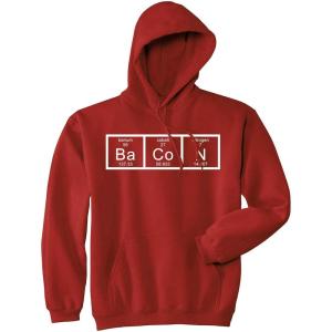Crazy Dog T-Shirts Chemistry of Bacon Hoodie Nerdy Periodic Element Breakfast Funny Sweatshirt(Red)