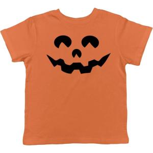 Toddler Cartoon Eyes Pumpkin Face Funny Fall Halloween Spooky T Shirt(Orange)