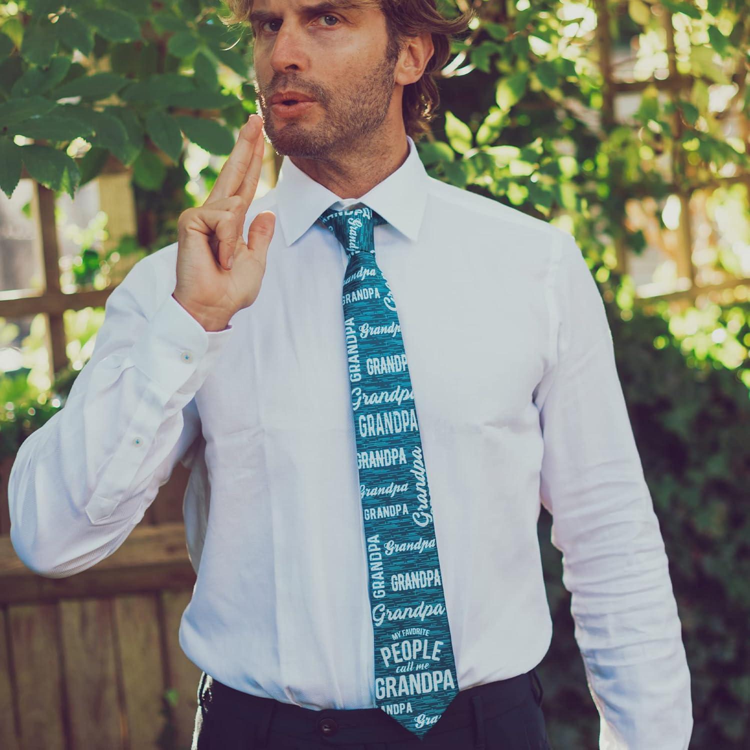 imageCrazy Dog TShirts Funny Tie for Grandfathers My Favorite People Call Me Grandpa Necktie Fathers Day Granddad Novelty Gift for Birthday and Retirement Casual Wear
