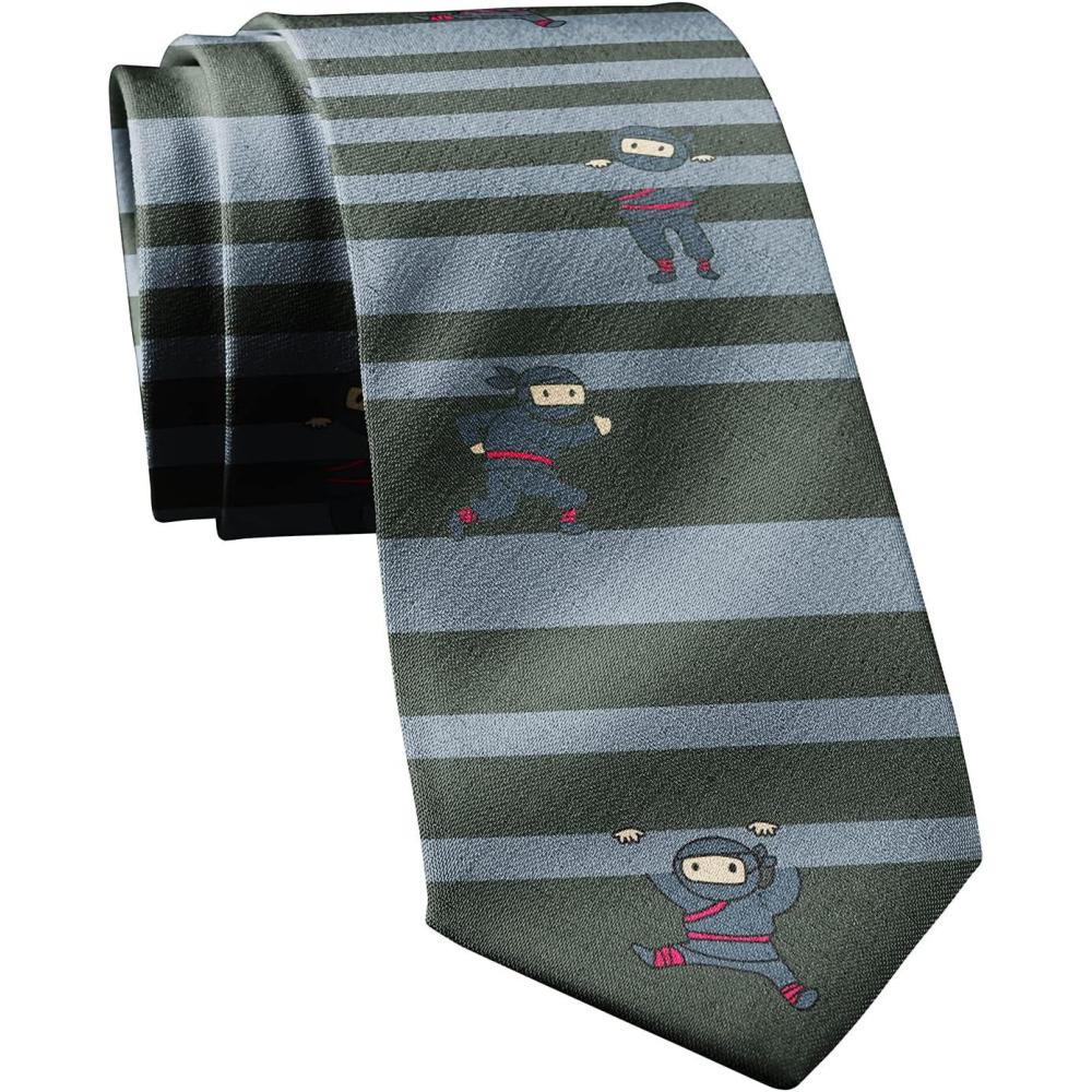 imageCrazy Dog TShirts Funny Tie for Men Ninja Cartoon Print Novelty Necktie Cool Gag Gift for Gamers Anime Fans Martial Arts Lovers Office Humor Menswear Accessory