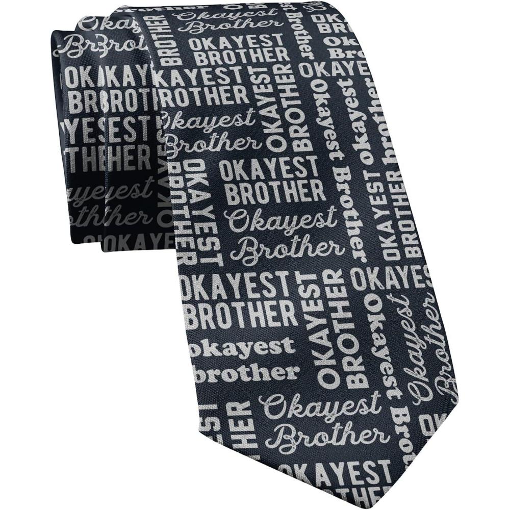 imageCrazy Dog TShirts Funny Tie for Men Okayest Brother Novelty Necktie Humorous Gag Gift for Adult Brothers Sibling Birthdays Graduation Fun Sarcastic Office Humor Menswear Outfit Accessory
