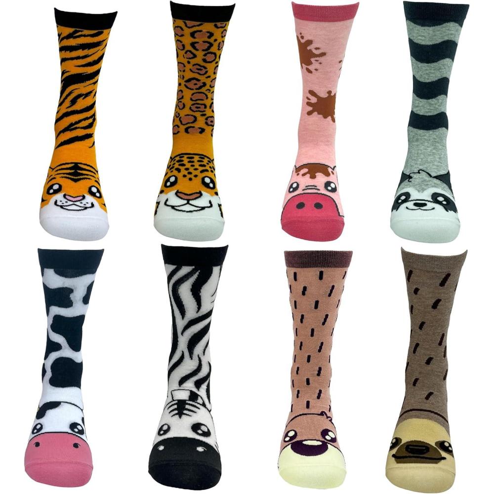 imageCrazy Dog TShirts Funny Womens Socks with Animal Print Designs Toe Socks with Cute Animal FacesAnimal 8 Pack