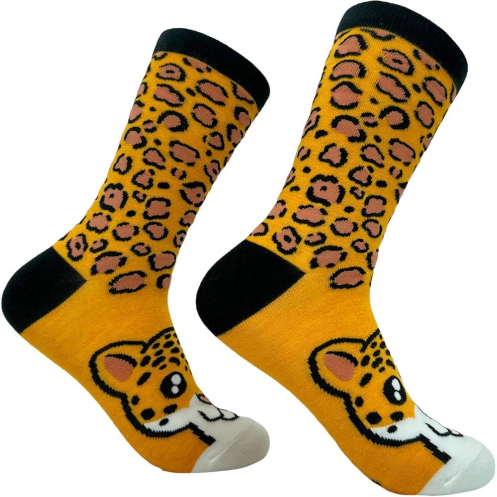imageCrazy Dog TShirts Funny Womens Socks with Animal Print Designs Toe Socks with Cute Animal FacesCheetah