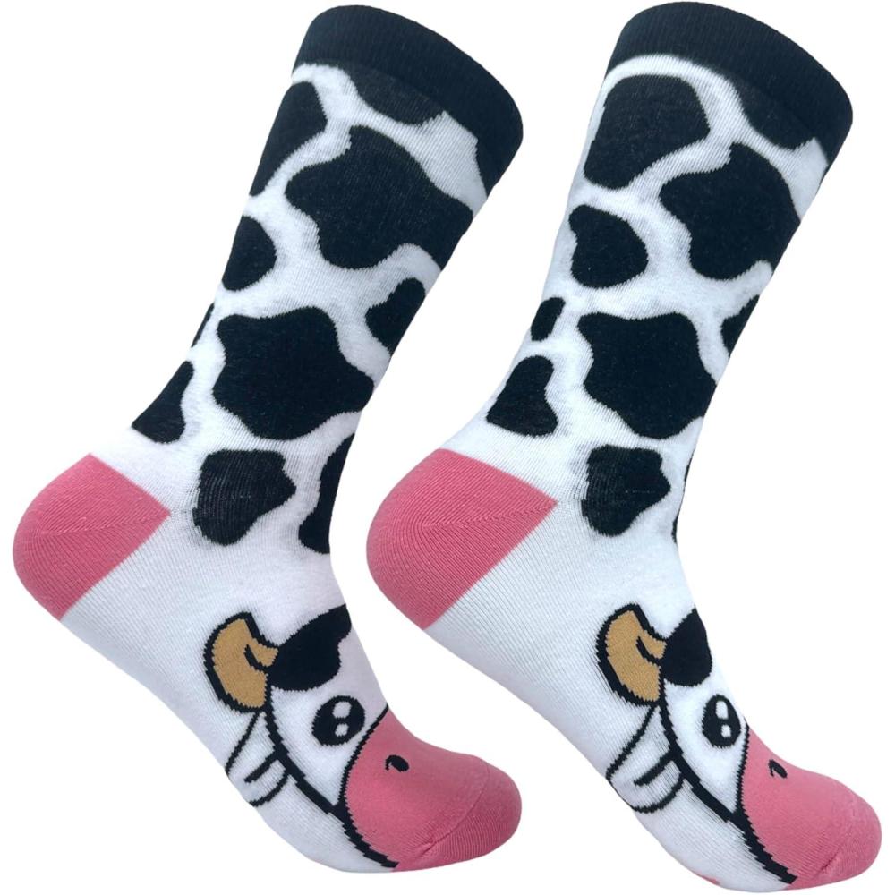 imageCrazy Dog TShirts Funny Womens Socks with Animal Print Designs Toe Socks with Cute Animal FacesCow