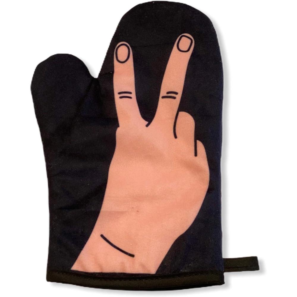 imagePeace Sign Oven Mitt Funny Hand Gesture Design Heat Resistant Novelty Cooking Glove Unity Themed Oven Glove for Baking Grilling and Everyday Kitchen UseOven Mitt