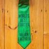 Crazy Dog T-Shirts Funny Tie for Men – Novelty Necktie with Worlds Best Farter I Mean Father Print – Gag Gift for Dad Fathers Day and Office Party Fun Green Nerdy Tie