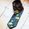 Crazy Dog T-Shirts Funny Tie for Men – Smiling Taco and Lettuce Print Necktie – Novelty Fun Gag Gift Ties for Mexican Food Lovers – Humorous Office Menswear Cinco de Mayo Events Outfit Accessory