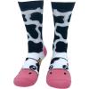 Crazy Dog T-Shirts Funny Womens Socks with Animal Print Designs Toe Socks with Cute Animal Faces(Cow)