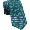 Crazy Dog T-Shirts Funny Retirement Tie for Men – Tropical Palm Tree Necktie – Retired Free To Do Whatever I Want Tie Gift for Retired Dads Teachers and Coworkers