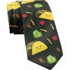 Crazy Dog T-Shirts Funny Tie for Men – Smiling Taco and Lettuce Print Necktie – Novelty Fun Gag Gift Ties for Mexican Food Lovers – Humorous Office Menswear Cinco de Mayo Events Outfit Accessory