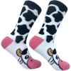 Crazy Dog T-Shirts Funny Womens Socks with Animal Print Designs Toe Socks with Cute Animal Faces(Cow)