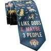 Funny Dog Tie for Men – I Like Dogs Maybe 3 People Novelty Animal Print Necktie – Humorous Gift for Dog Lovers Cool Menswear Accessory and Office Humor