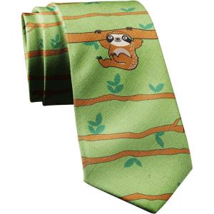 Crazy Dog T-Shirts Funny Sloth Tie for Men – Hanging Animal Print Necktie – Wildlife Safari Jungle Theme Gag Gift Party Accessory – Humorous Menswear for Office Casual Events