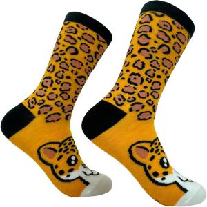 Crazy Dog T-Shirts Funny Womens Socks with Animal Print Designs Toe Socks with Cute Animal Faces(Cheetah)