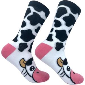 Crazy Dog T-Shirts Funny Womens Socks with Animal Print Designs Toe Socks with Cute Animal Faces(Cow)
