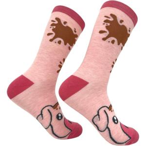 Crazy Dog T-Shirts Funny Womens Socks with Animal Print Designs Toe Socks with Cute Animal Faces(Muddy Pig)