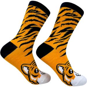 Crazy Dog T-Shirts Funny Womens Socks with Animal Print Designs Toe Socks with Cute Animal Faces(Tiger)