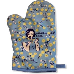 Funny Cooking Oven Mitt – Swearing Helps Retro Design – Heat Resistant Sarcastic Kitchen Glove – Novelty Baking Mitt with Humor Graphic for Women and Home Cooks(Oven Mitt)