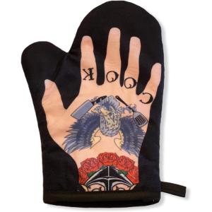 Mens Tattoo Hand Oven Mitt Funny Cook Tats Ink Graphic Novelty Kitchen Accessories Funny Graphic Kitchenwear Cool Food Novelty Cookware Black Oven Mitt(Oven Mitt)