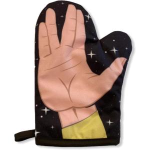 Space Hand Oven Mitt Funny Live Long Alien Sign Kitchen Accessories Funny Graphic Kitchenwear Movie Cool Nerd Novelty Cookware Black Oven Mitt(Oven Mitt)