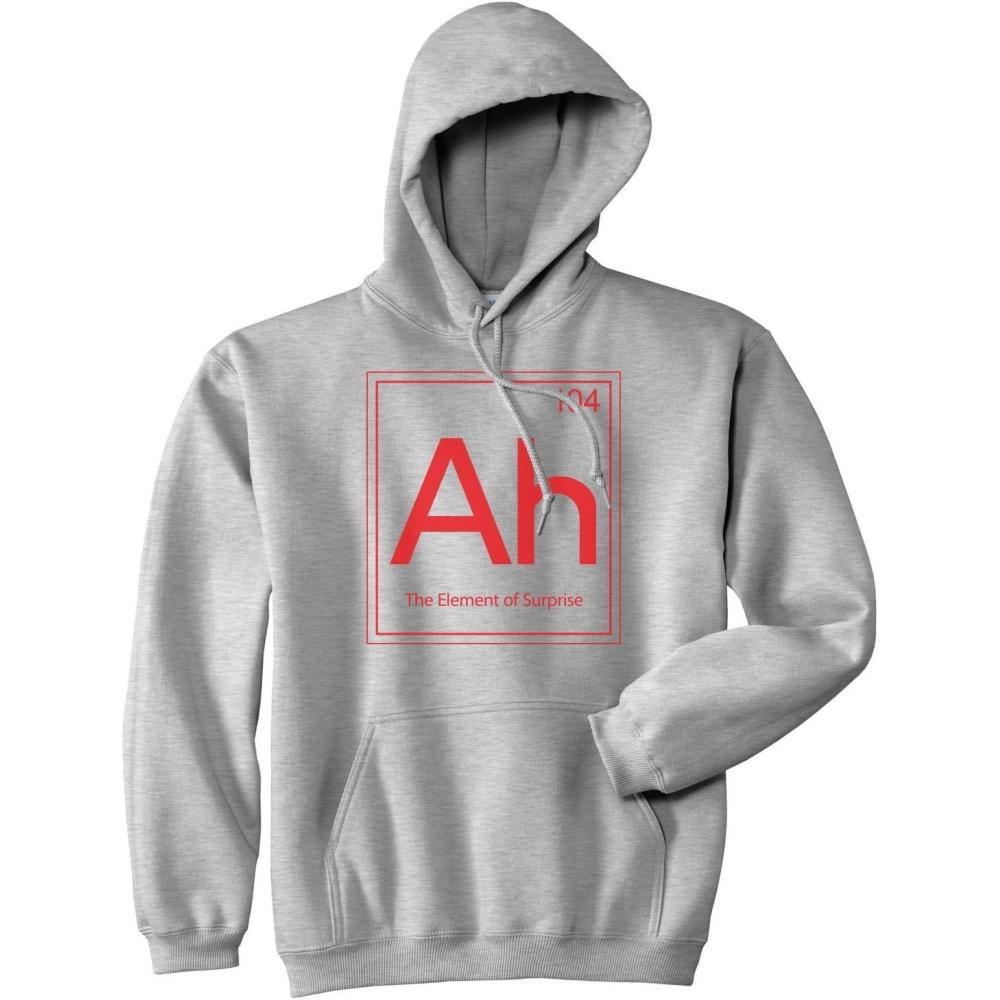 imageCrazy Dog TShirts Ah The Element Of Surprise Sweatshirt Funny Periodic Table HoodieLight Heather Grey