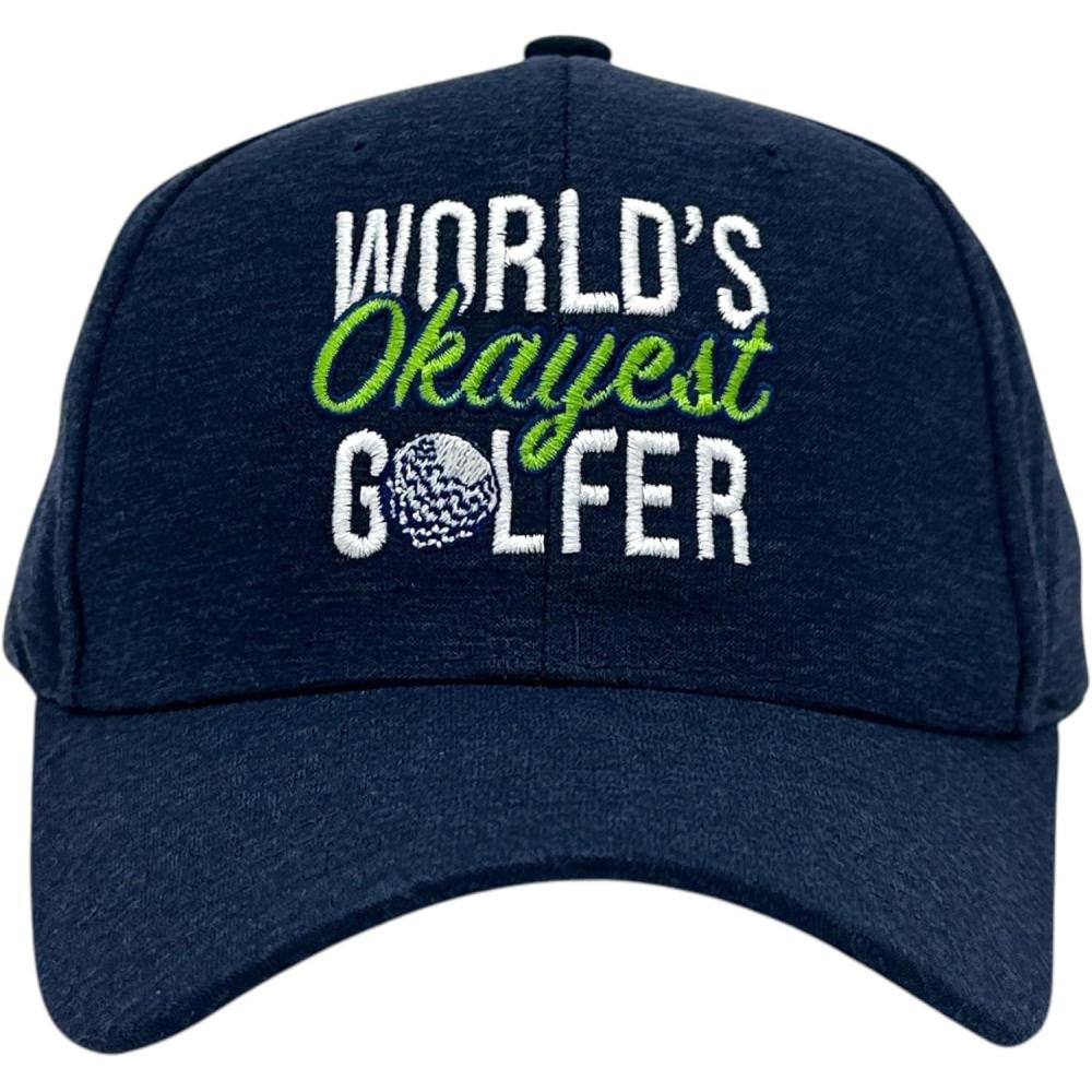imageCrazy Dog TShirts Funny Golf Hats Cool Caps for Golfers with Sarcastic DesignsNavy Okayest Golfer