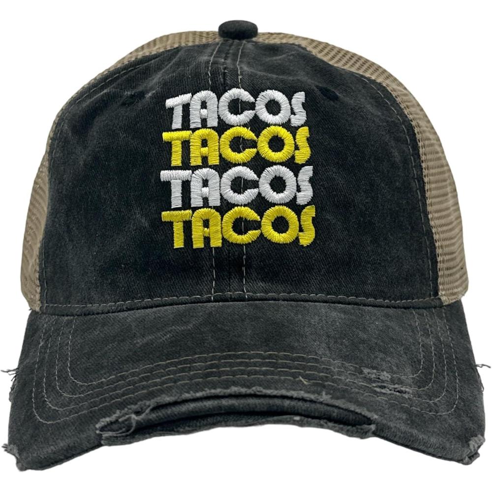 imageCrazy Dog TShirts Tacos Tacos Tacos Hat Funny Retro Food Graphic CapTrucker Black Tacos Tacos Tacos